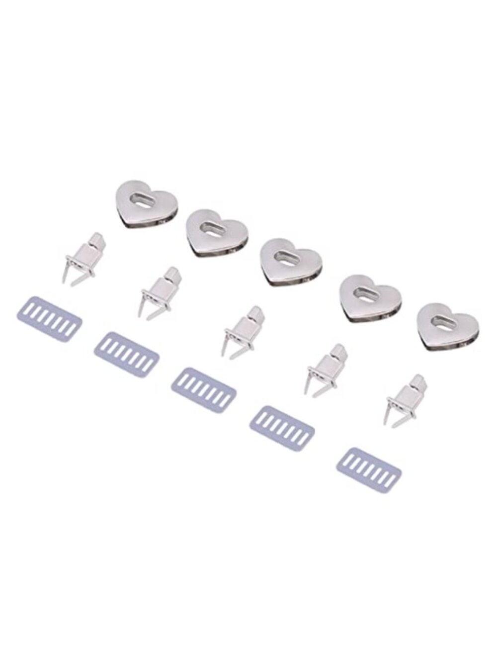 5pc Heart Shaped Twist Turn Locks Metal Clasp